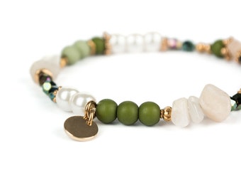 Glasperlen-Armband "Olive Blush"