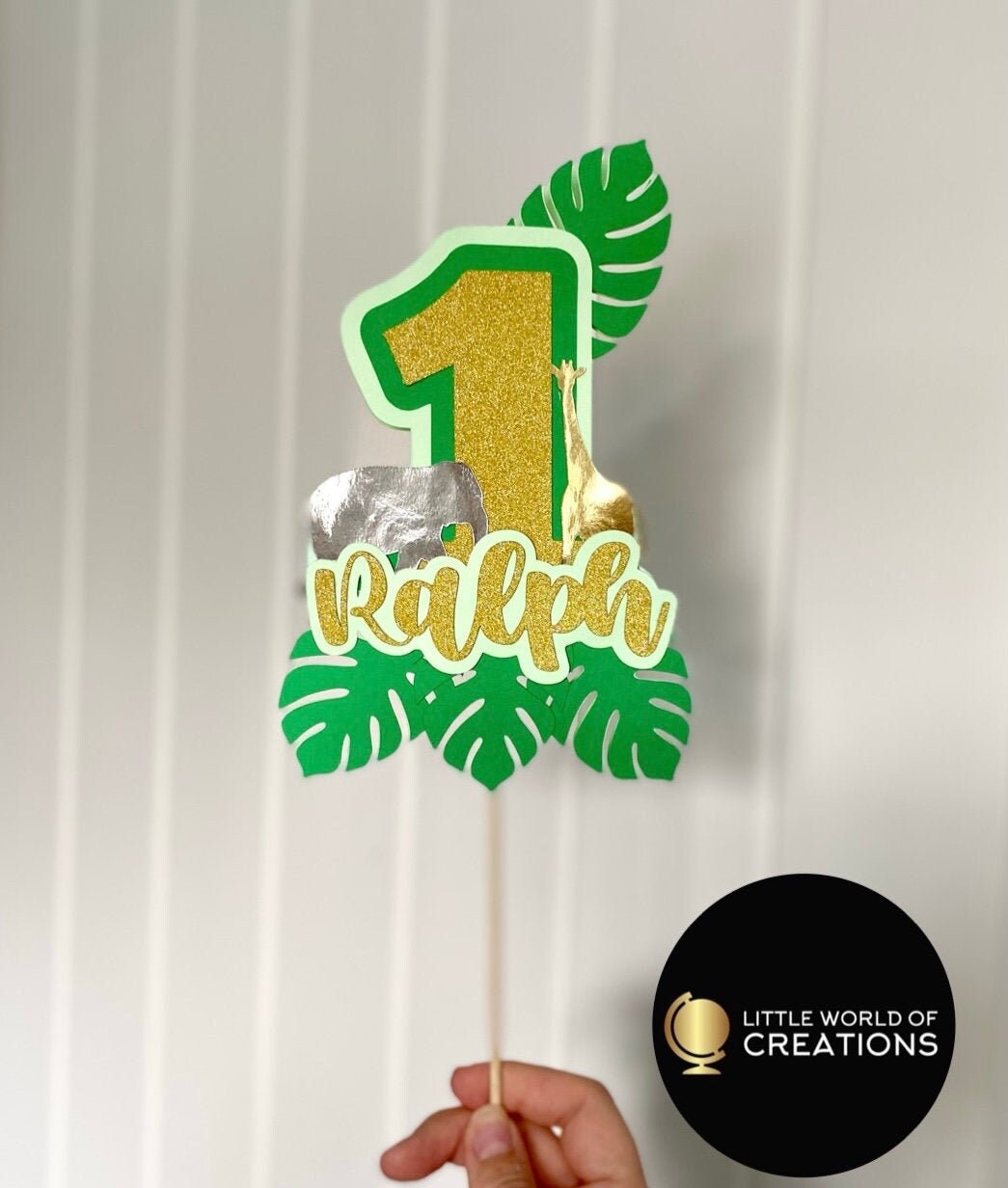 Safari animal themed personalised cake topper Etsy