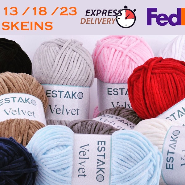 Estako Velvet Soft Chenille Blanket amigurumi Yarn for Crocheting and Knitting Super Bulky 100 gr 132 yds