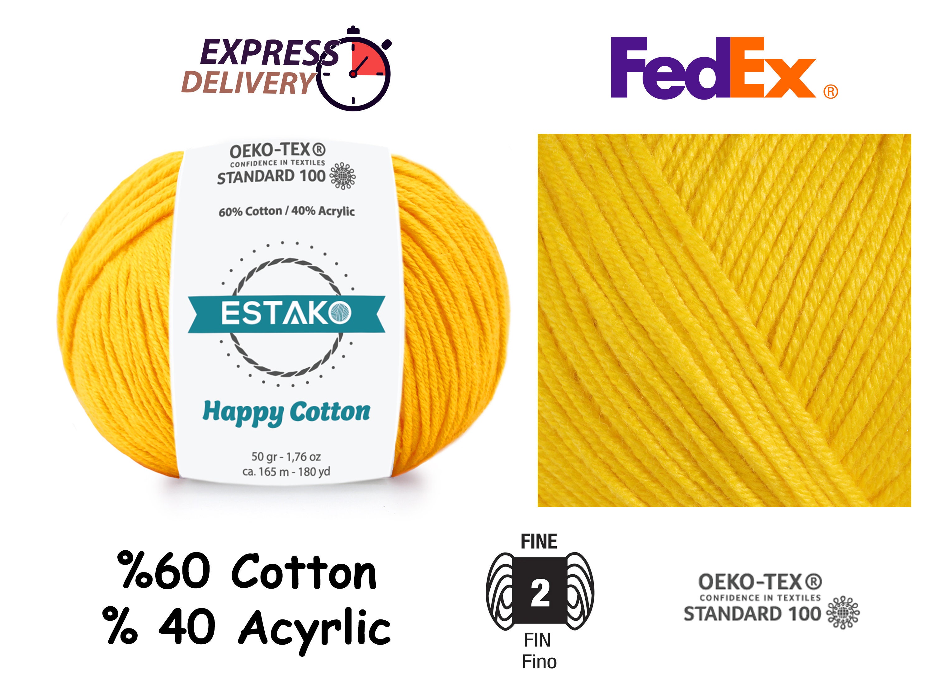 Estako Happy Cotton 60 Cotton 40 Acyrlic Sport Weight Yarn, Best