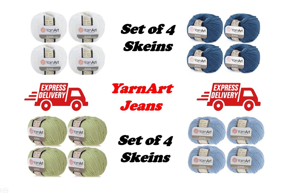 Yarn Art Jeans Set of 4 Skein Cotton Blend Yarn Size 2 Etsy