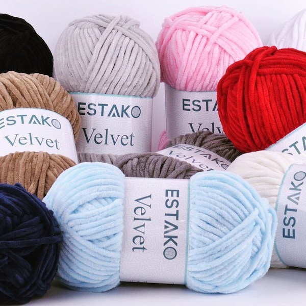 Estako Velours Chenille Couverture amigurumi Fil pour Crochet et Tricot Super Bulky 100 gr 132 yds