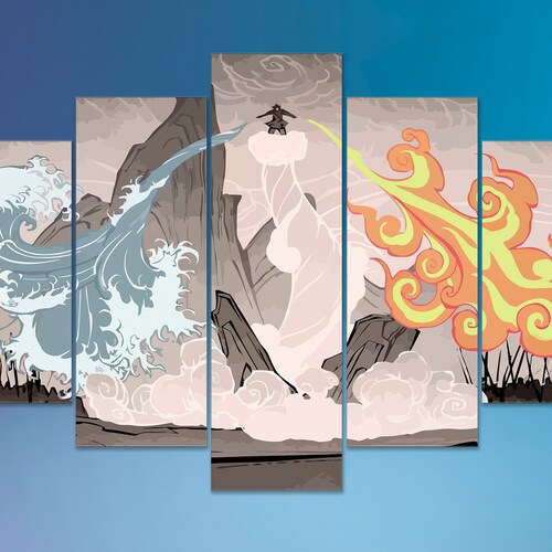 Legend of Korra, Korra wall decor, Water, Fire, Air, Earth, Element