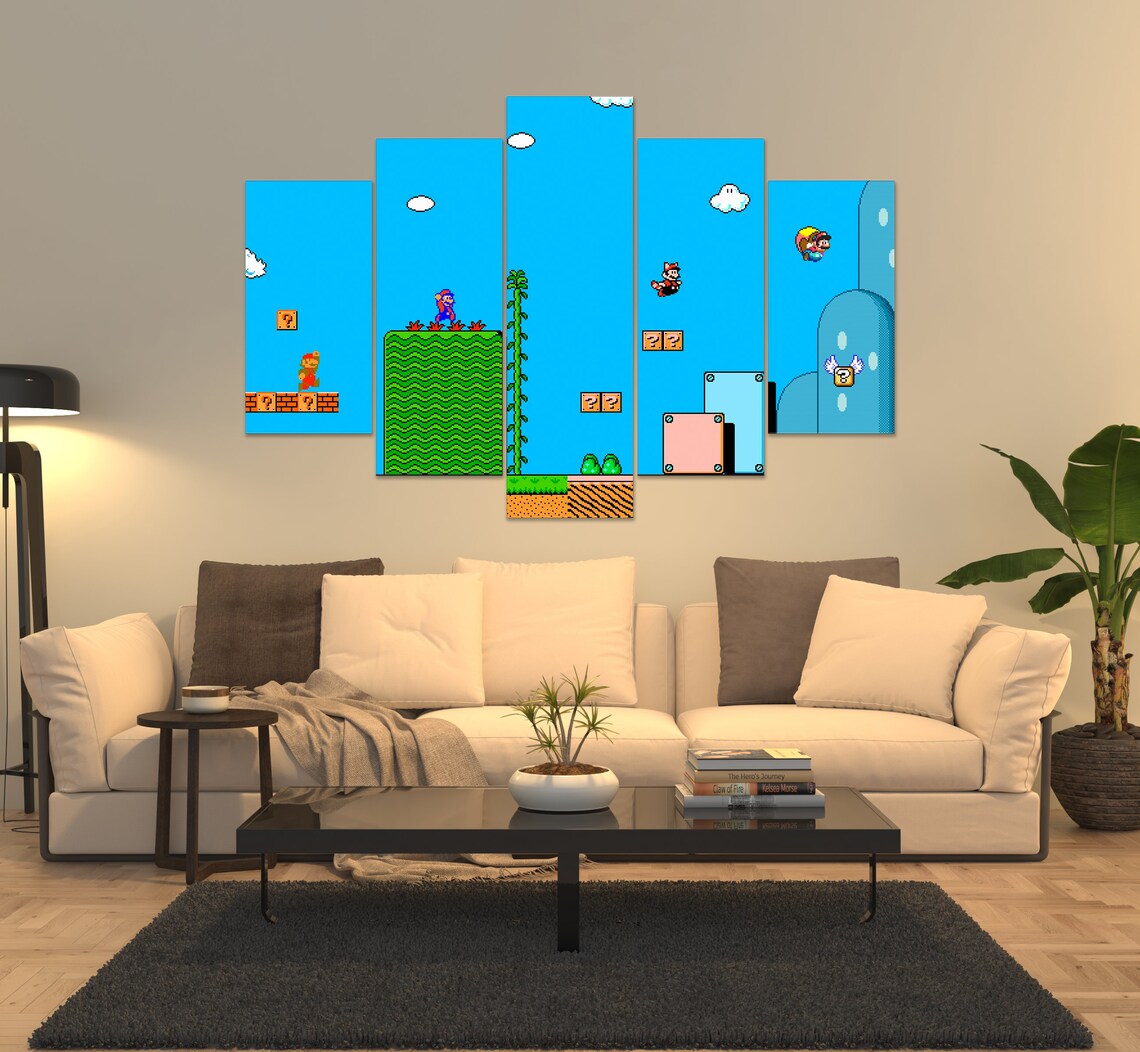 Super Mario Canvas Super Mario Bros Print Mario World Art Etsy