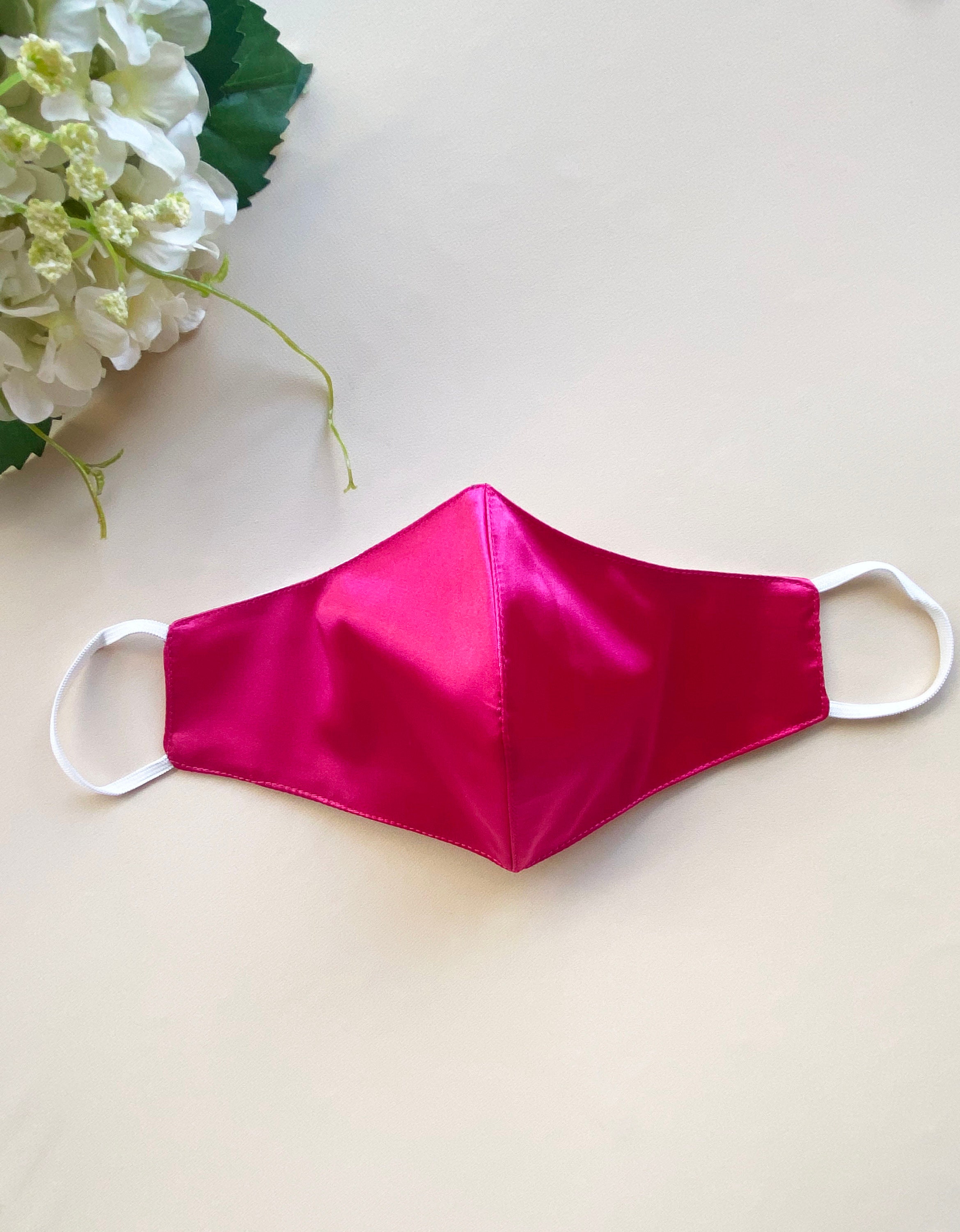 Hot Pink Face Mask Satin Mask for Wedding Reusable Face Mask Etsy