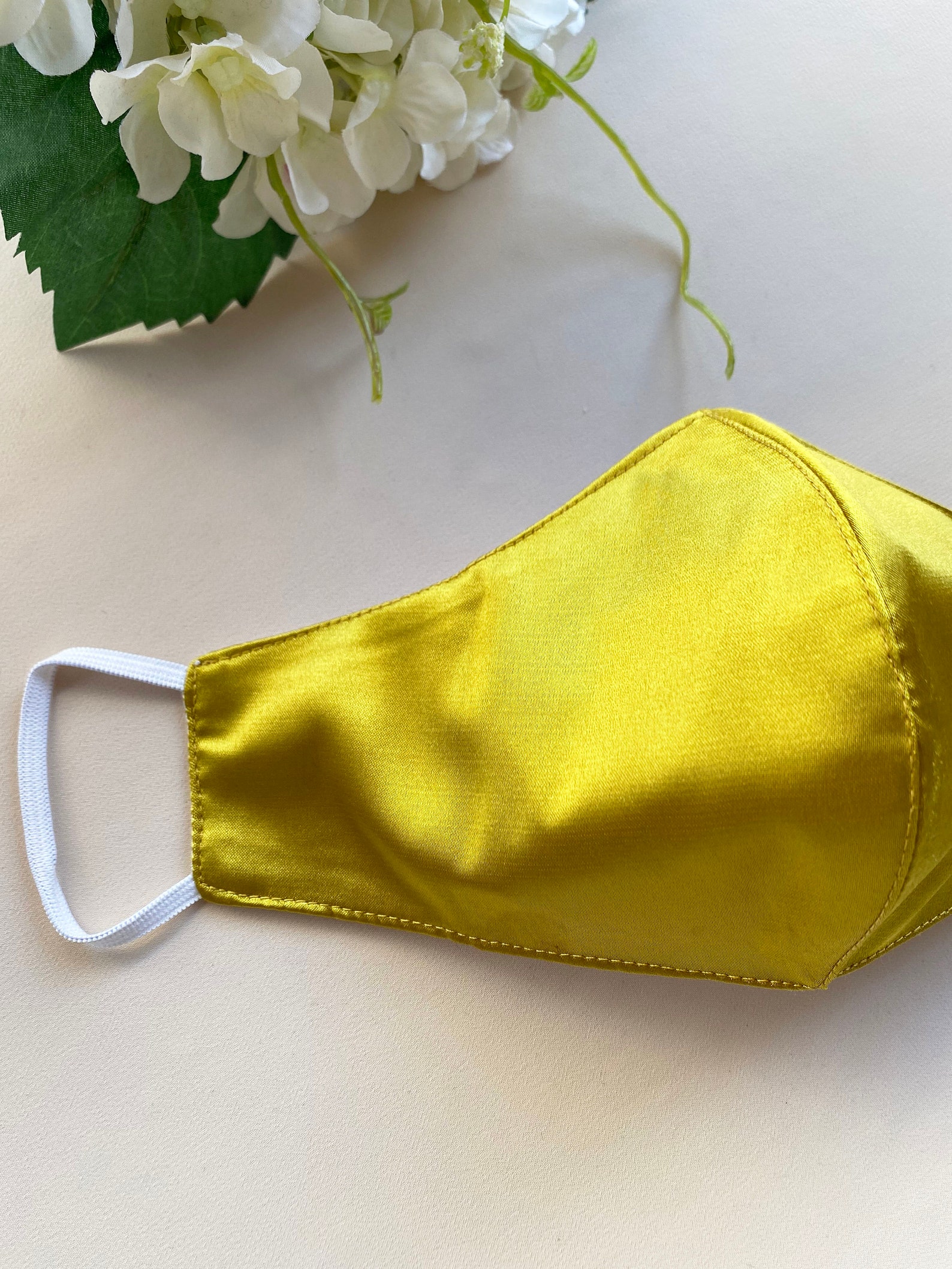 Mustard Satin Face Mask Bridal Party Mask Reusable Face Mask Etsy UK
