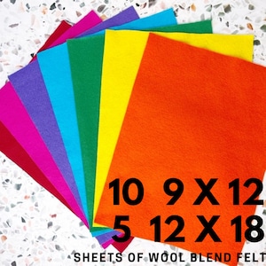 Wool Felt Sheets, Choose Your Own Colors, Waldorf Craft, Felt Rectangle, Wool Fabric, Nonwoven Fabric, Felt Sheets, Wool Blend Felt