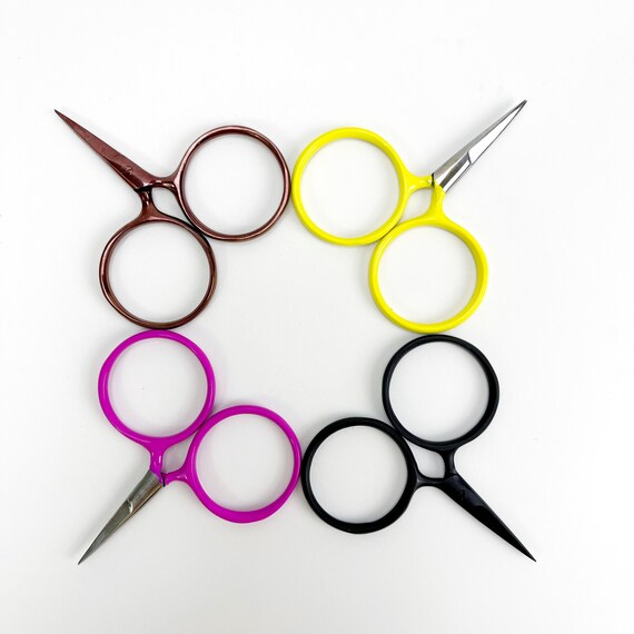 Small Black Embroidery Scissors With Round Circular Handles