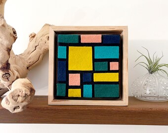 Felt Wall Art Piet Mondrian Style Artwork Cubicle art Mid Century Modern Dorm Wall Decor Felt Artwork for Walls gallery