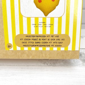 Lemon Stamped Cross Stitch Kit by Vervaco, Lemon Pillow Kit, Kids Pillow, DIY Pillow, Craft Kit, Make your own pillow, Needlepoint Kit image 6