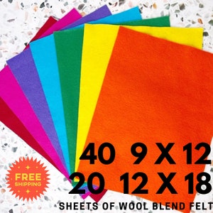 Wool Felt Sheets, Choose Your Own Colors, Waldorf Craft, Felt Rectangle, Wool Fabric, Nonwoven Fabric, Felt Sheets, Wool Blend Felt
