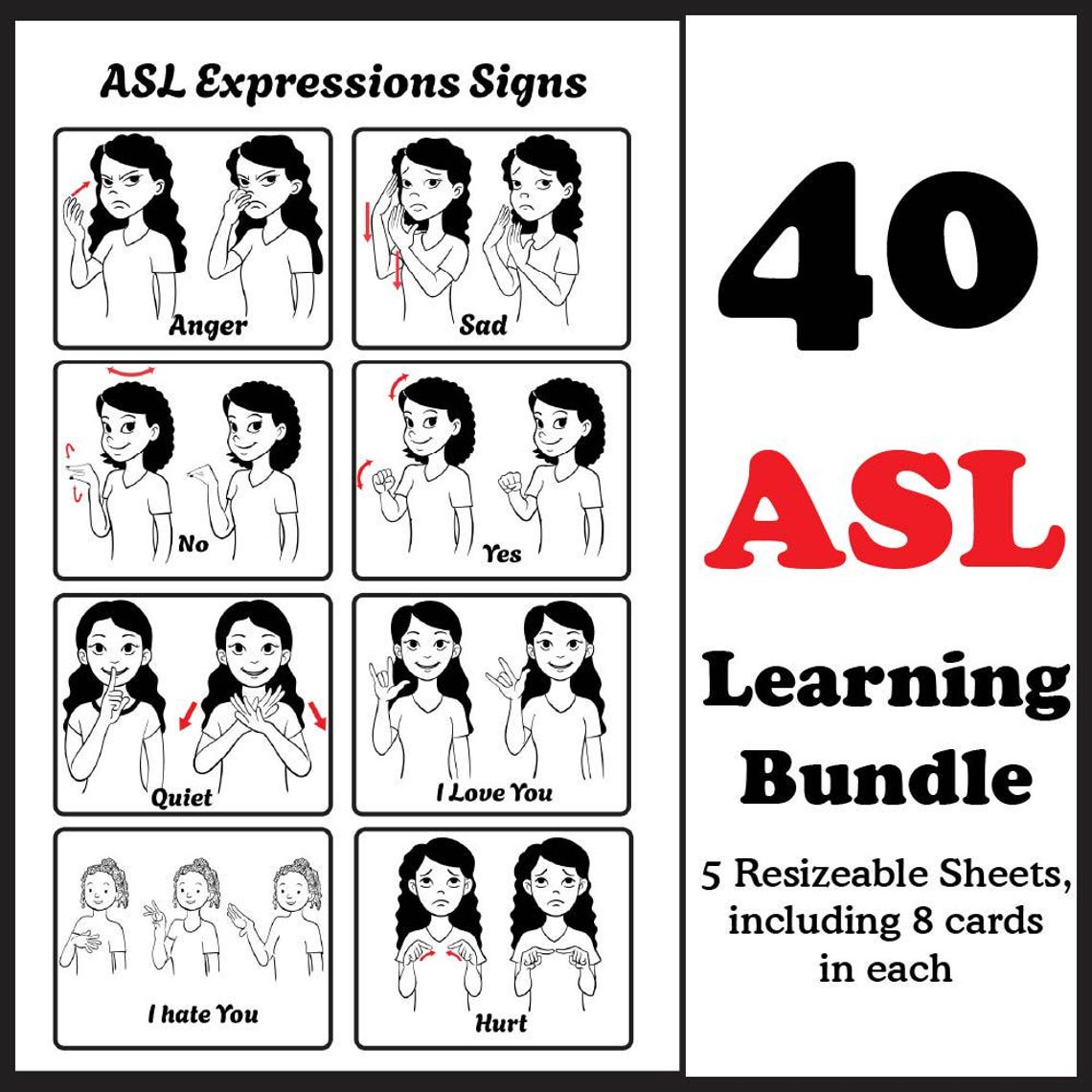 ASL Printable | ASL Flash Cards: Sign Language Learning for Kids ...