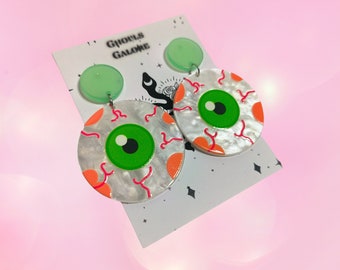 Acrylic Eyeballs Earrings | Halloween Jewelry | Spooky Earrings |