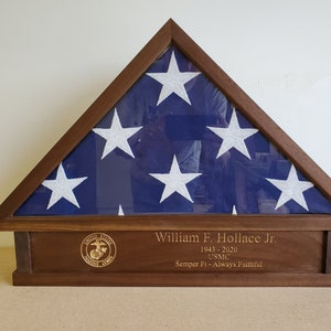 Custom Flag Display Case with pull out drawer