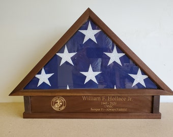 Custom Flag Display Case with pull out drawer