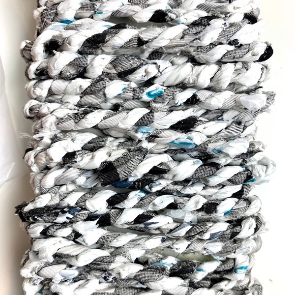 Fabric and Plarn Twine - Hand-twisted, Black & White