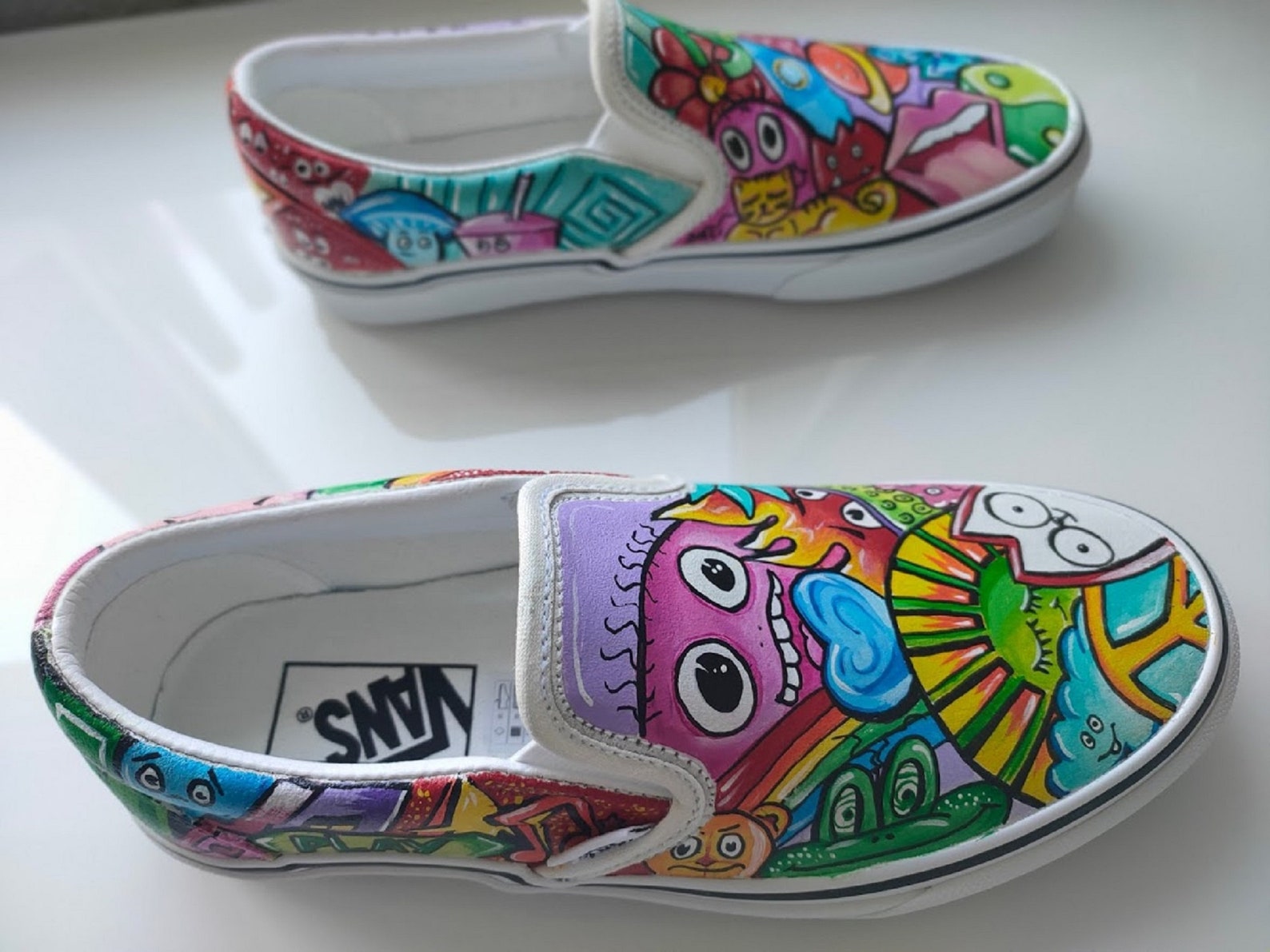 Custom Sneaker Vans Comic Doodle Style handpainted with | Etsy