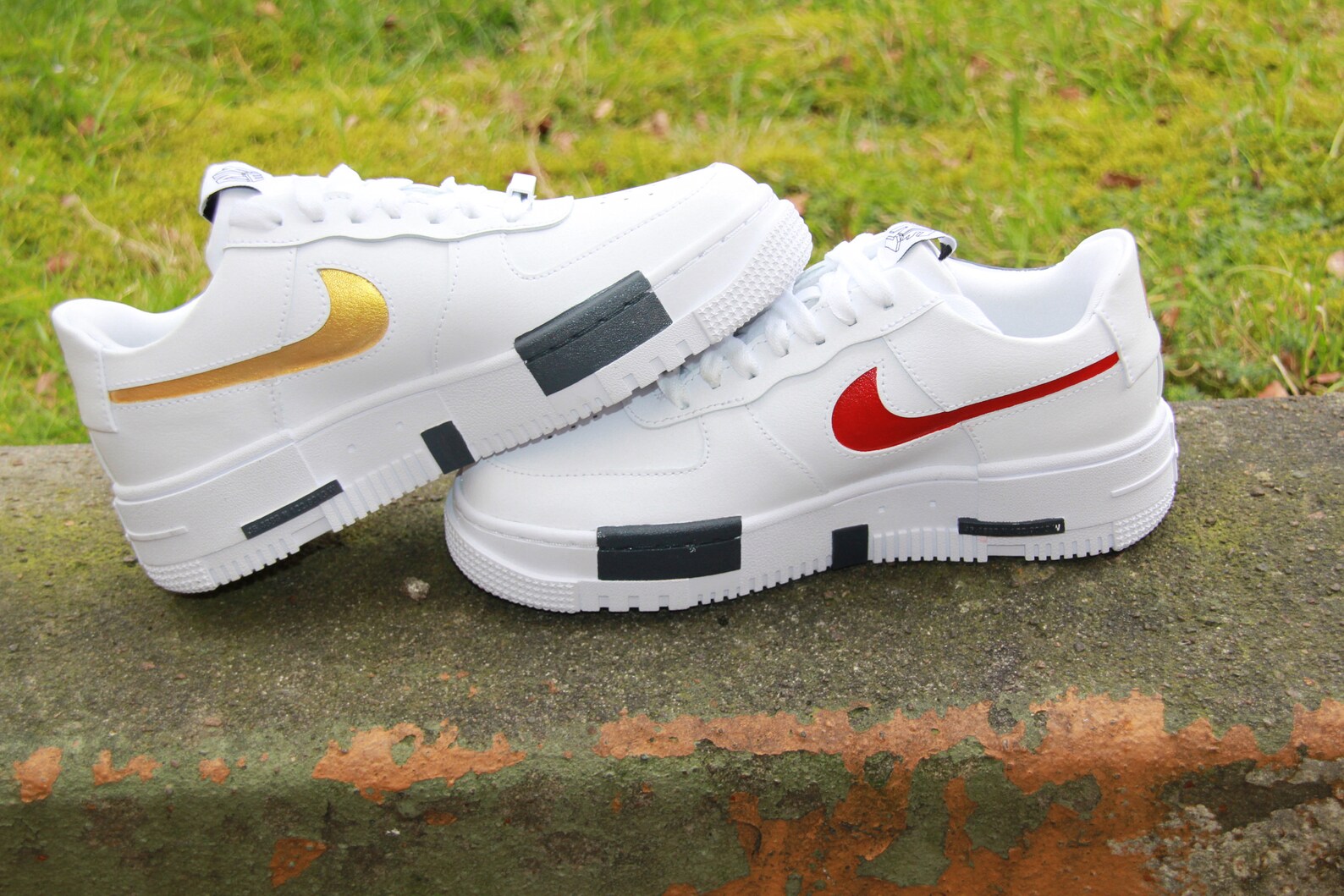 Custom Nike Air Force 1 Pixel Faschion Sneaker Handpainted Red | Etsy