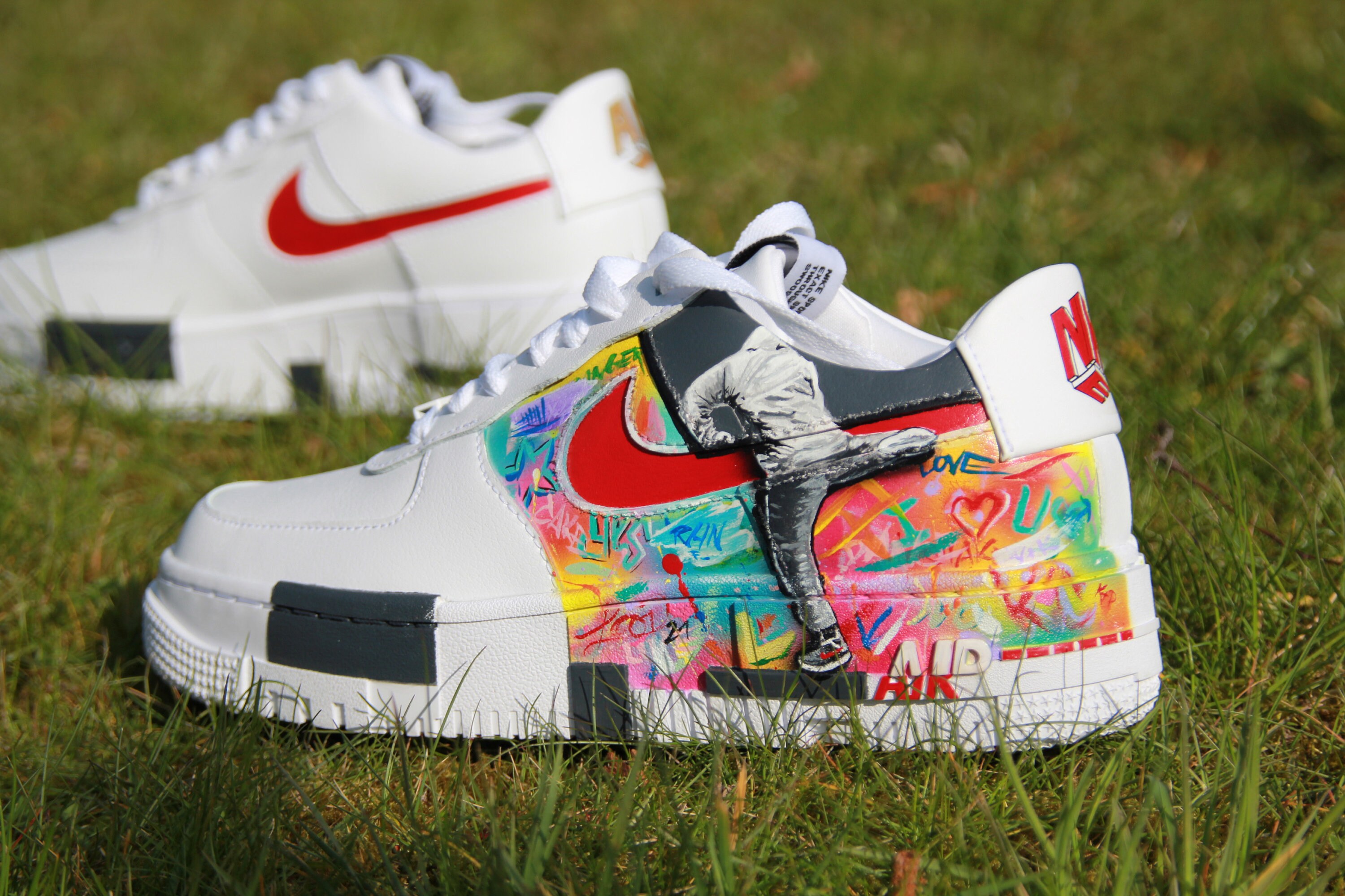 Custom Nike Air Force One Pixel. Sneaker Graffiti Handpainted | Etsy