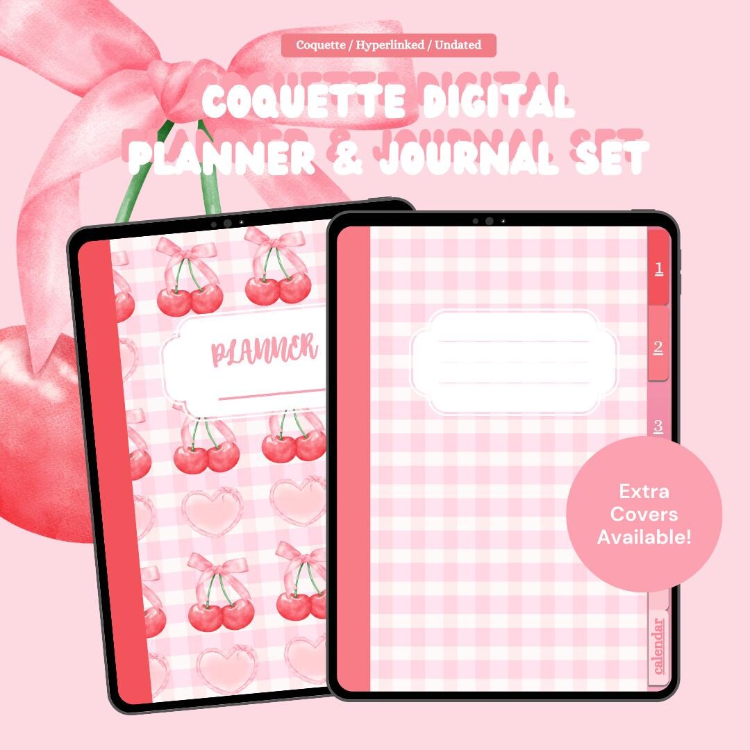 Coquette Digital Planner & Journal Set College Planner, Aesthetic ...