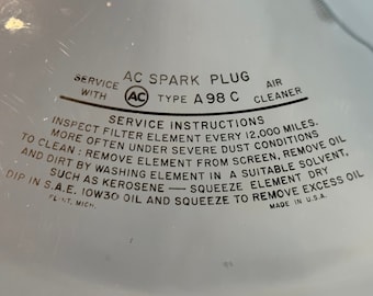 1965-67 Instructions d'entretien du filtre à air GTO « Pancake »