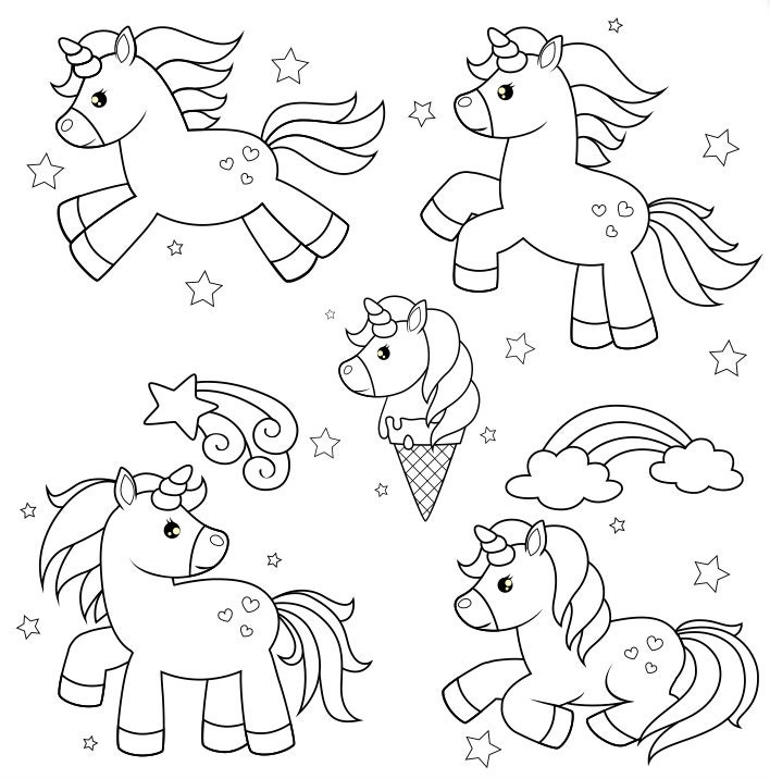 19 Unicorn Themed Coloring pages for Children/ Toddlers | Etsy