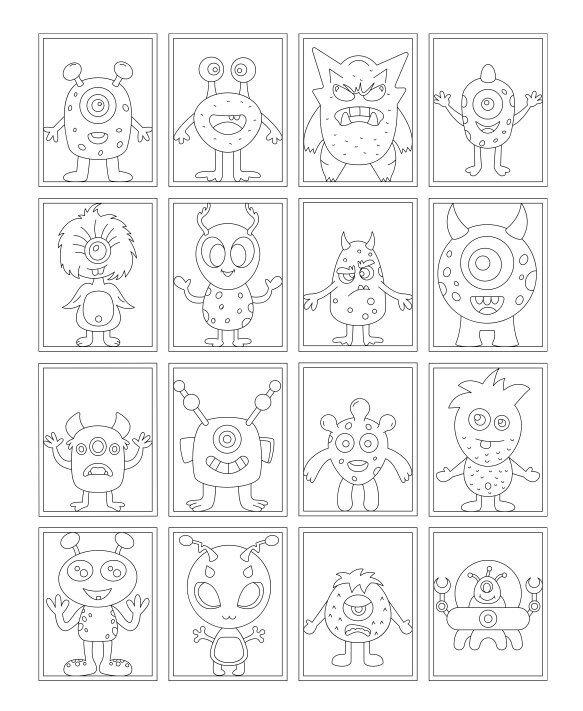 Kids Cute Monster alphabet coloring pages 26 With Bonus of | Etsy