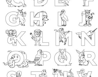 26 coloring pages animal alphabet for coloring zoo animals etsy singapore