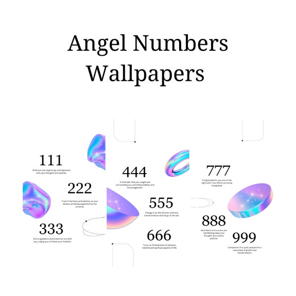 5 Angel Numbers Phone Wallpaper Pack, iPhone Aura Wallpaper Bundle, IOS Wallpapers, Home Screens, Aura Ange Number Phone Wallpaper