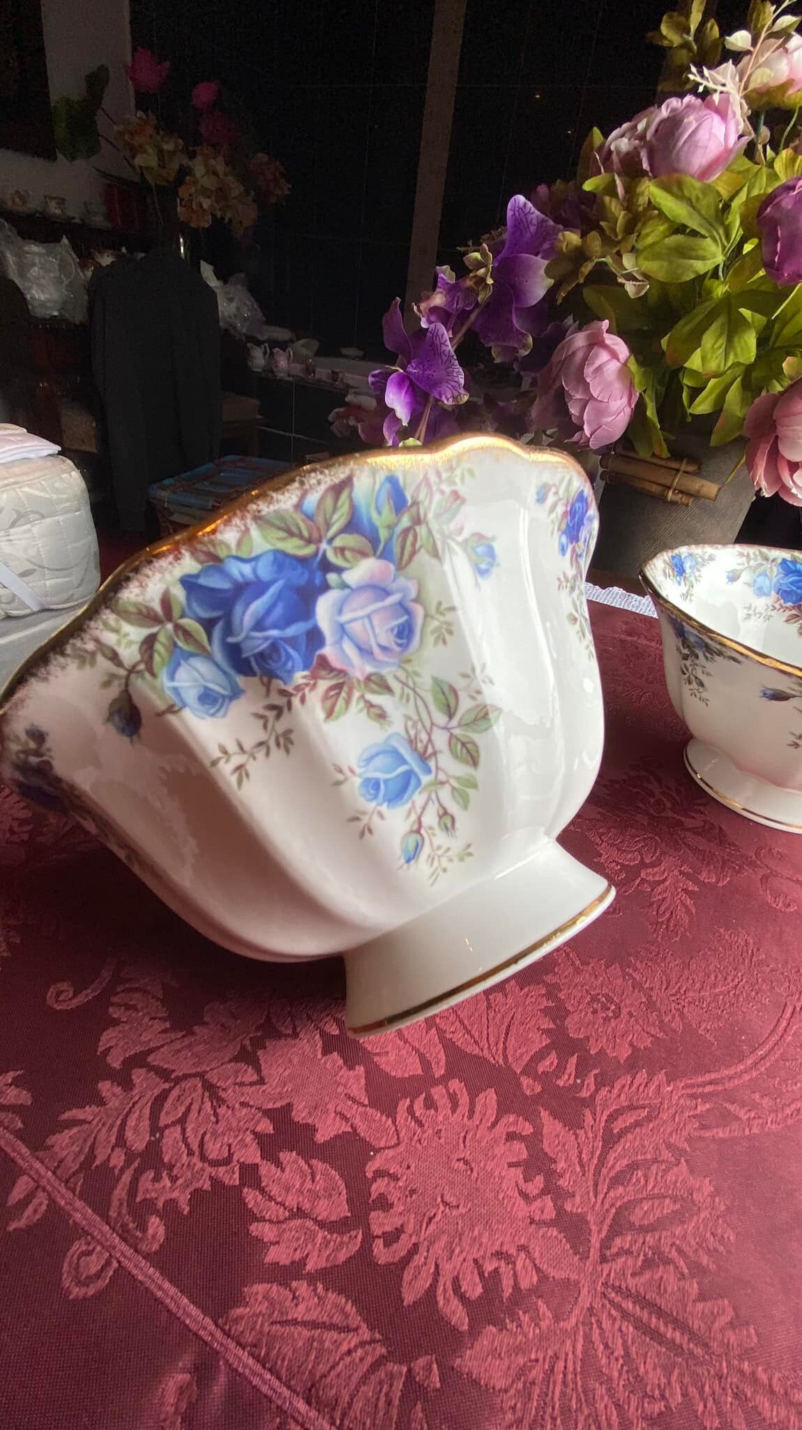 Bol Sur Pied Royal Albert - Modèle 'MOONLIGHT ROSE' Vintage En Bone Chine - Motif Roses - Rare