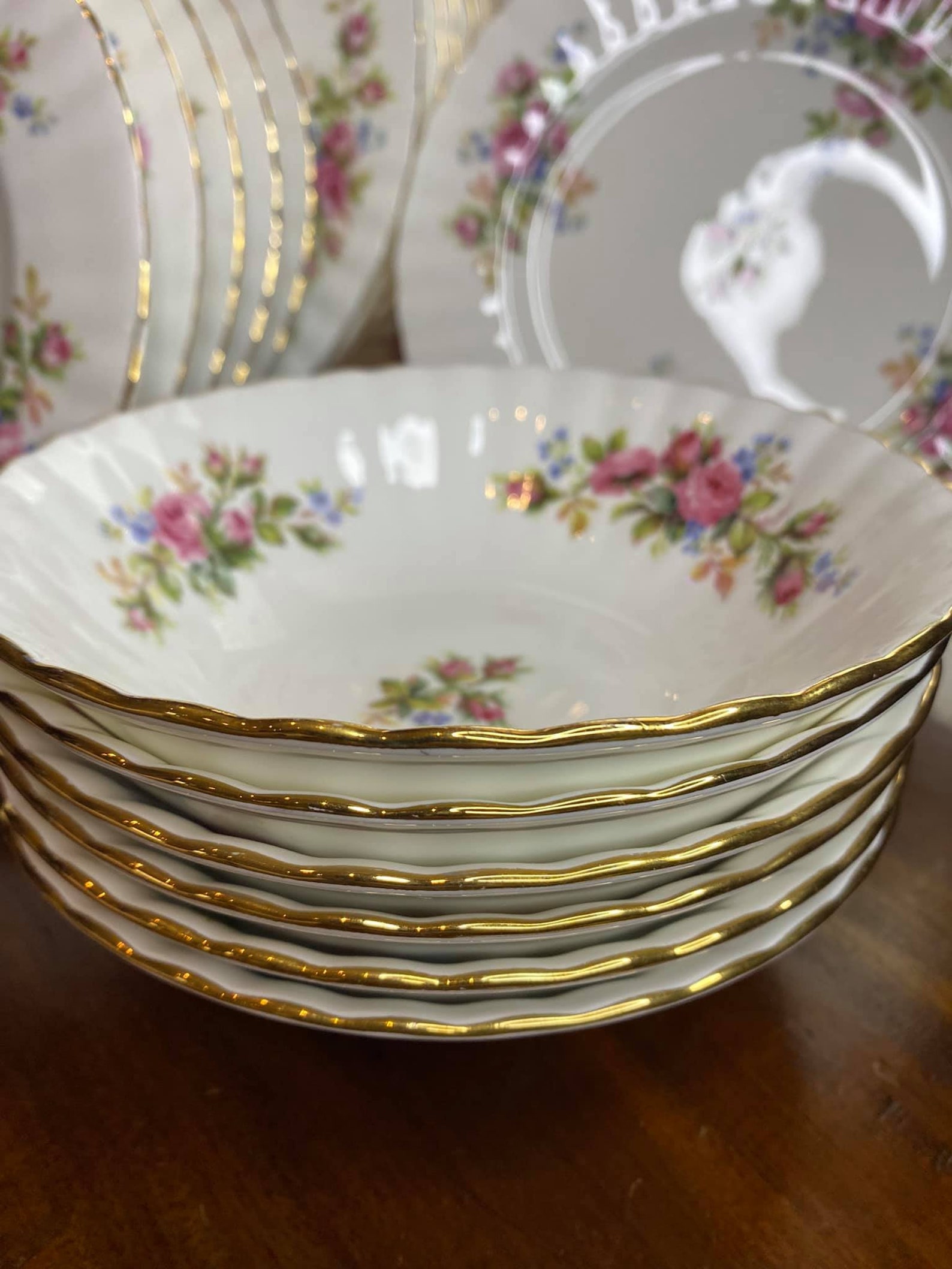 Royal Albert Moss Rose Dinner Set. 6 Dinner Plates6 Salad Etsy