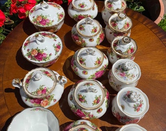 ROYAL ALBERT Alte Country Rosen/Moosrose Zuckerdose, Pulverschalen, Jakobsmuschel Förmige Schale, Marmeladengläser