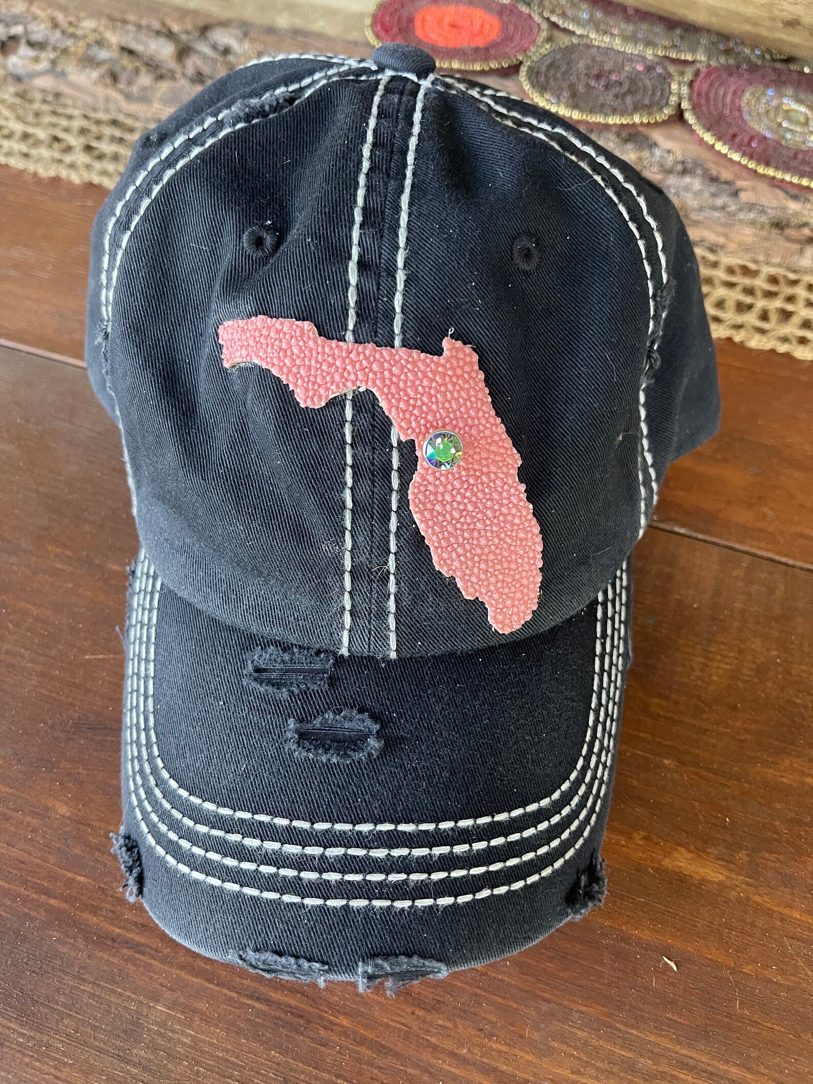 State of Florida hat w authentic stingray skin/leather and a Etsy