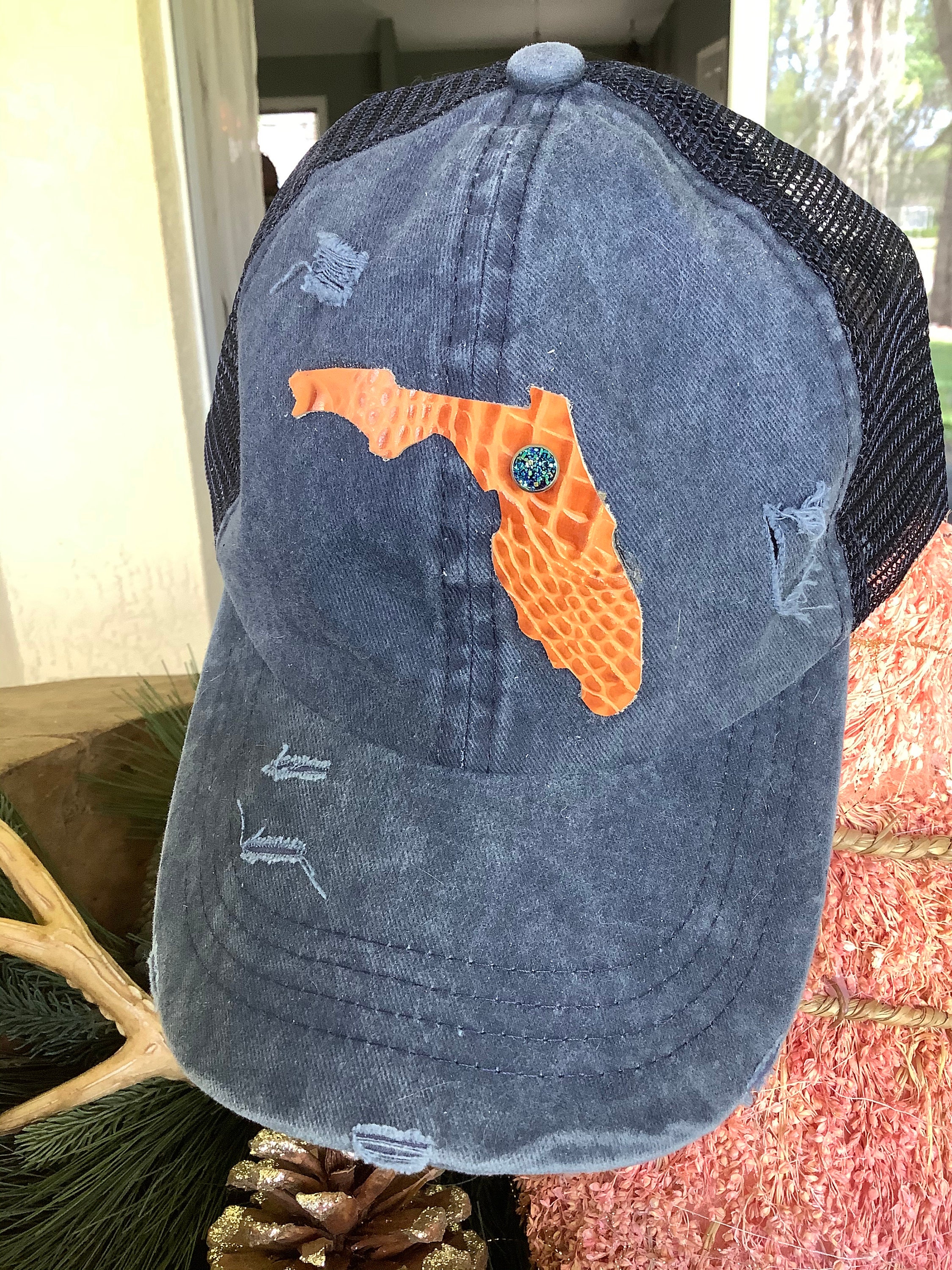 State of Florida CC vintage hat Womens custom leather gators | Etsy