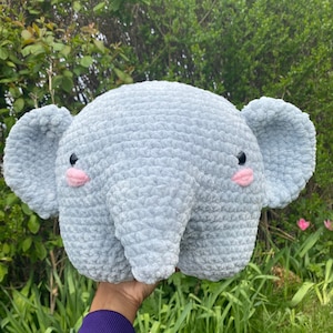 Handmade Crochet Elephant  Plush| Soft knit Amigurumi Pillow| Chunky Elephant  Toy