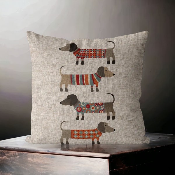 Linen Cushion covers Dachshund design Home decor/gift for her housewarming gift for mom/Mothers day Dog lover gift/Bedroom decor