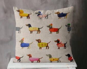 Home decor Linen Cushion covers Dachshund design/gift for her housewarming gift for mom/Mothers day Dog lover gift/Bedroom decor