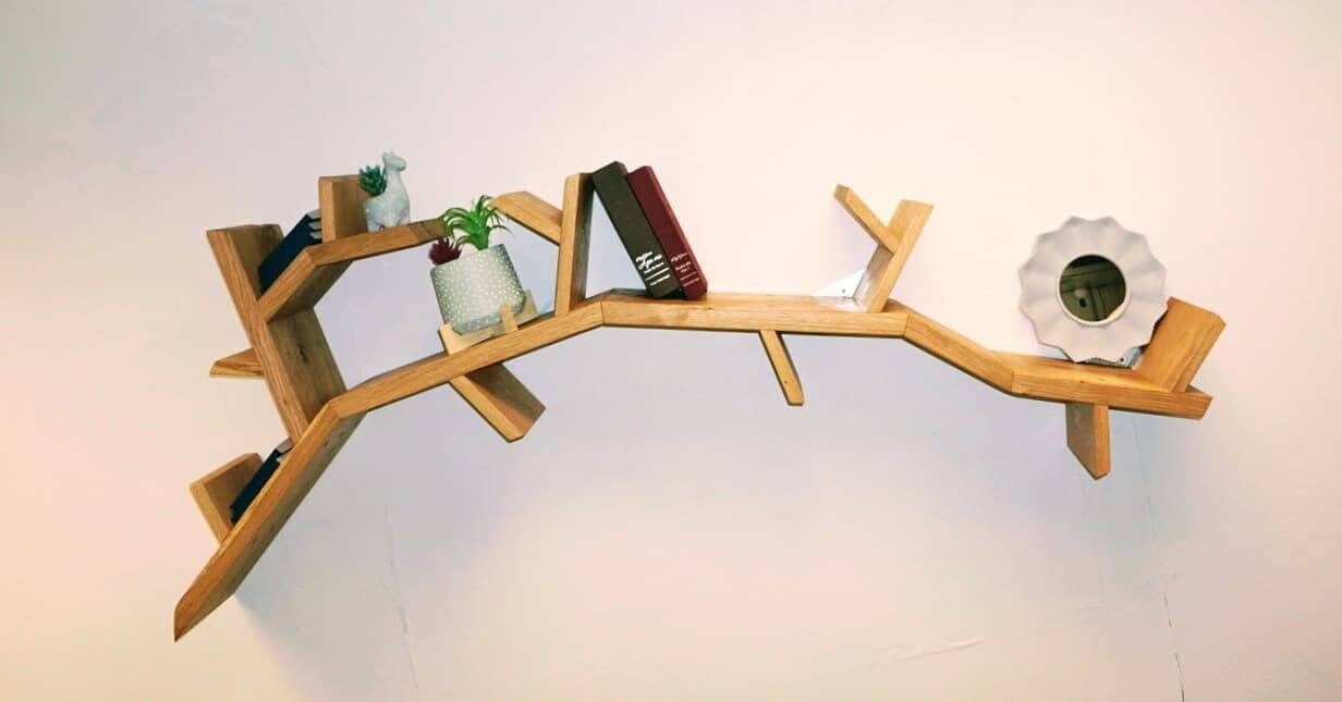 Tree branch bookshelf rustic and unique 1.9m by 90cm Etsy