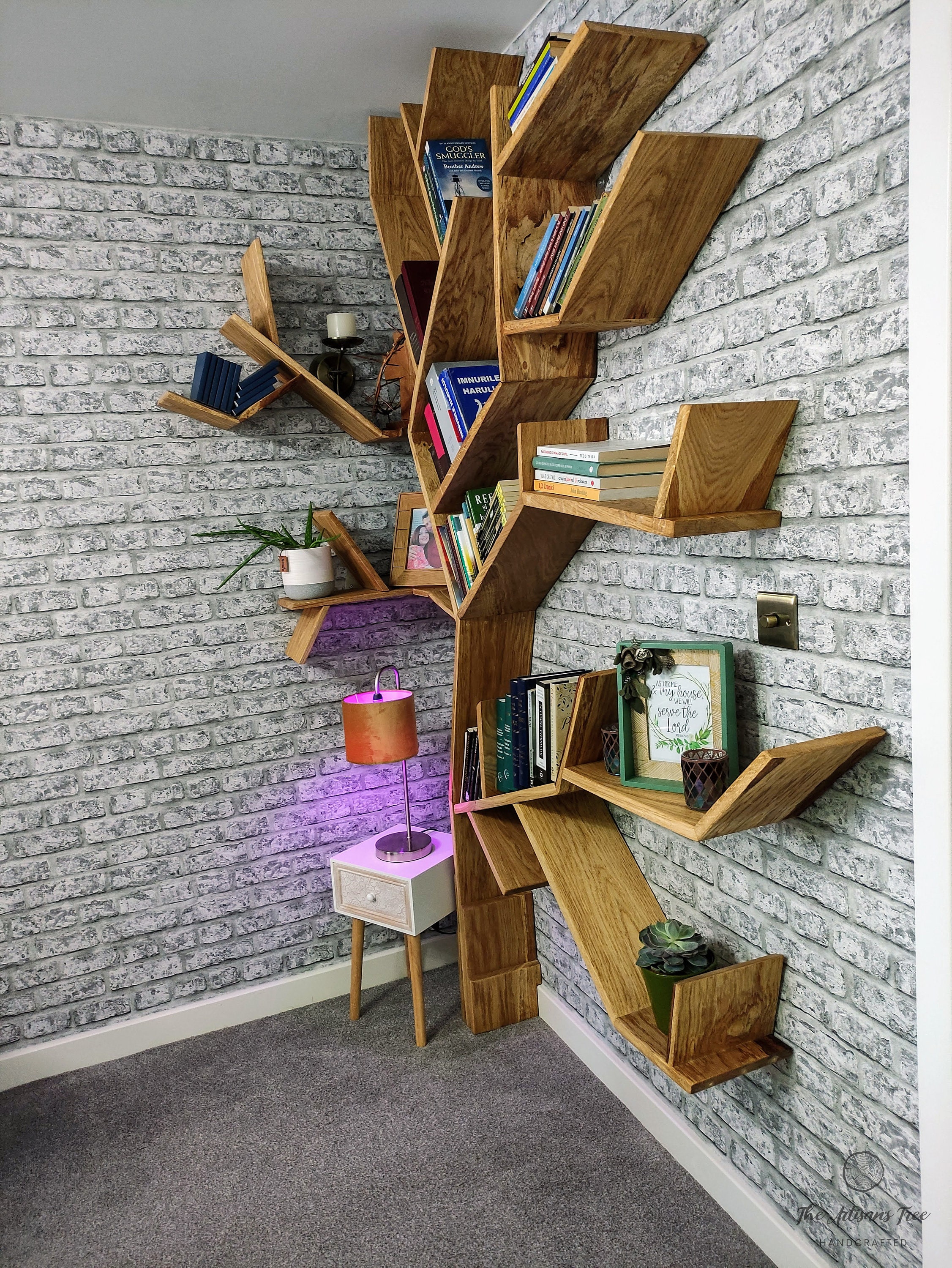 Custom Made Tree Bookshelf Solid Wood Oak 2.2m Height and 2m Etsy