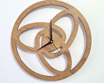 Grande horloge murale contemporaine en bois | Horloge murale en bois de chêne, horloge murale moderne, horloge de salon, cadeau d'anniversaire, mécanisme silencieux pour pendaison de crémaillère