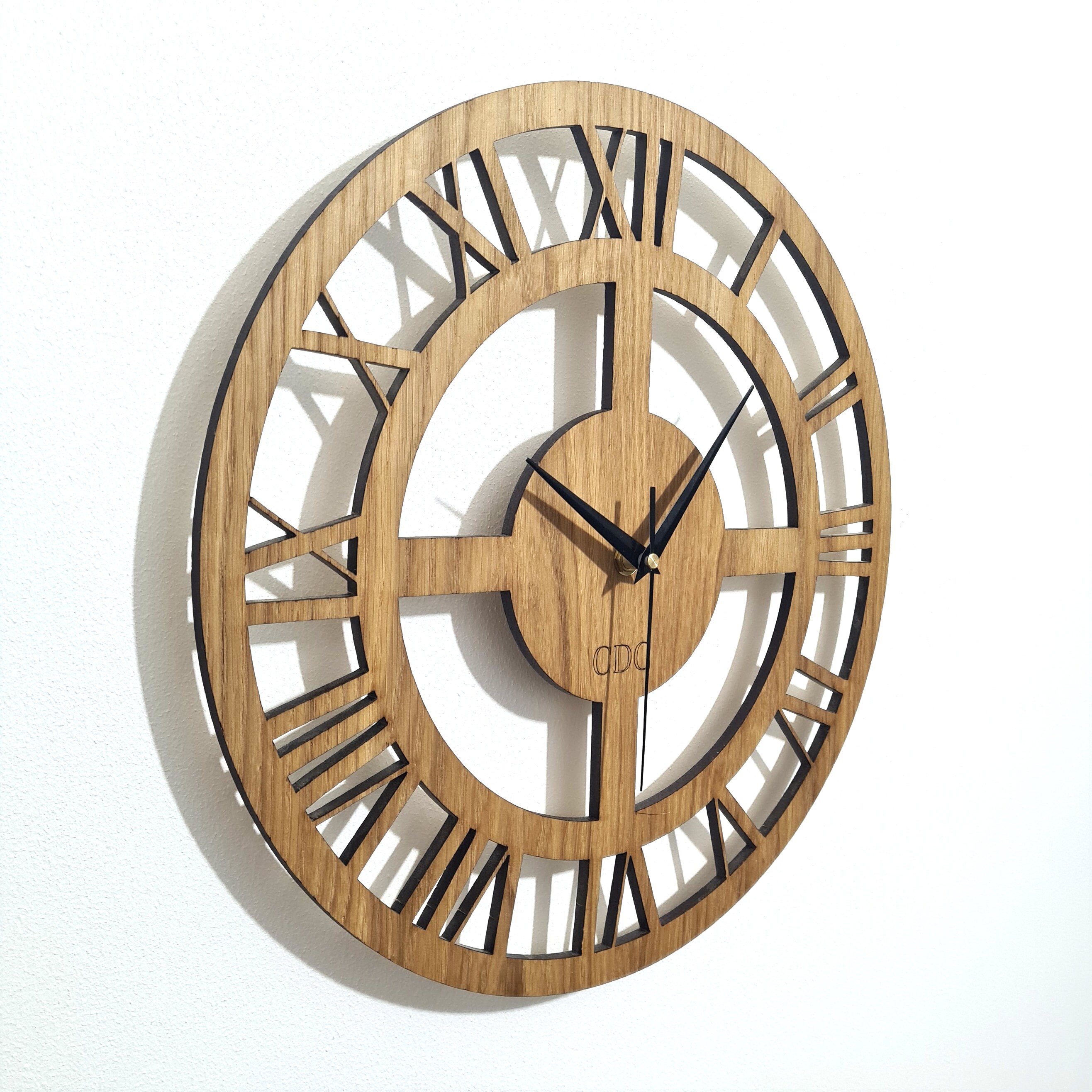Wood Wall Clock Skeleton Clock Vintage Wall Clock Large Etsy