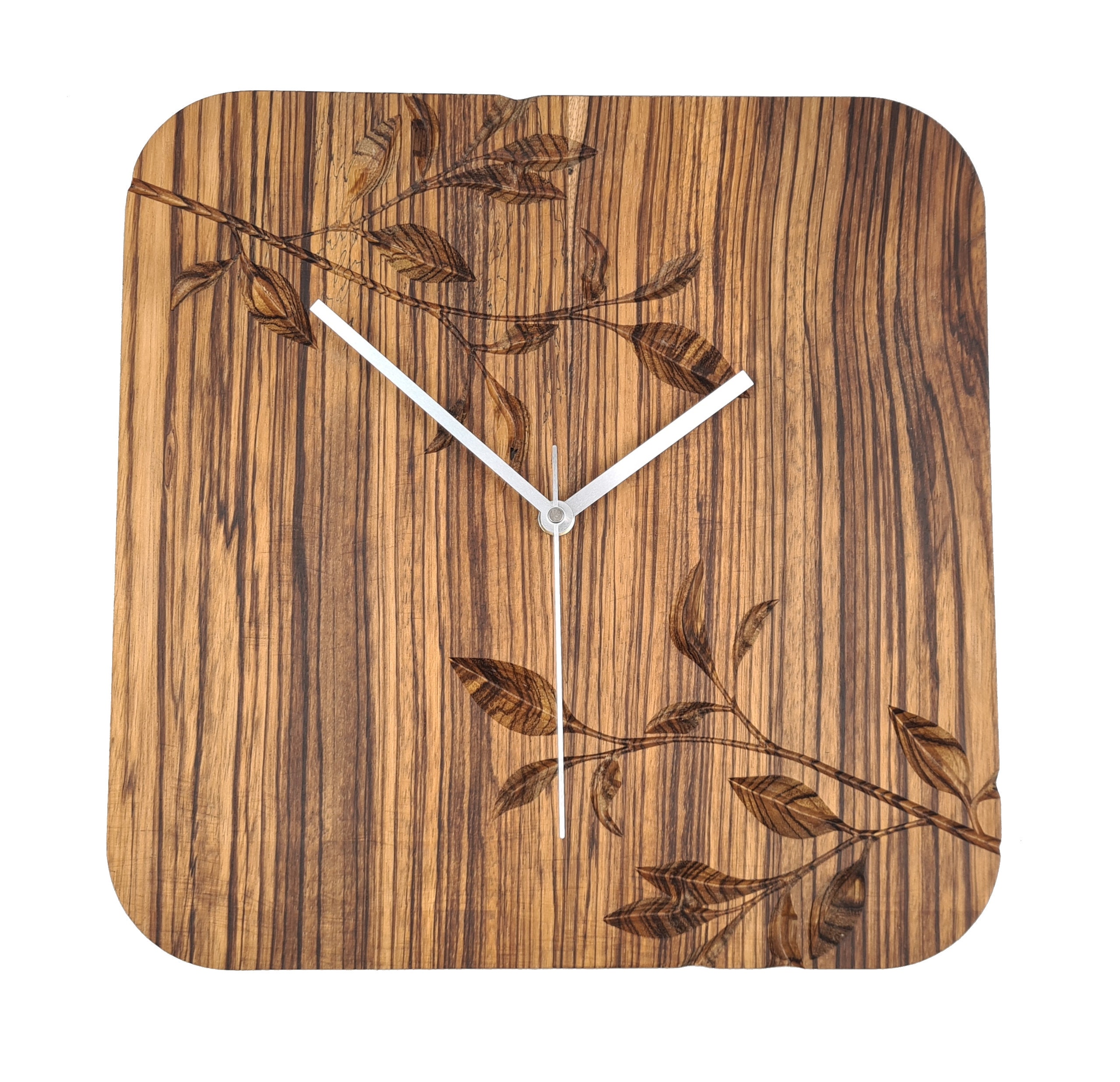 Exotic Wooden Wall Clock Zebrano Wood Wall Clock Modern Etsy