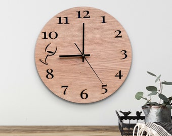 Time for Wine | Wooden Wine 'O Clock | Wooden Oak Gift | Rustic wooden  Wine Housewarming Gift | Silent Wine Lovers wall clock