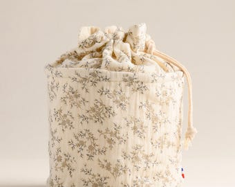 Soft double gauze cotton pouch – handmade toiletry bag from Provence