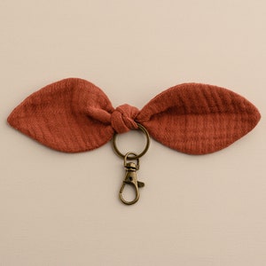 Double cotton gauze bag charm keyring terracotta