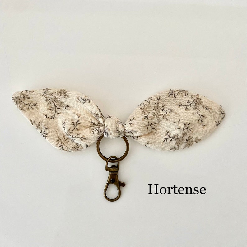 Double cotton gauze bag charm keyring écru bio Hortense