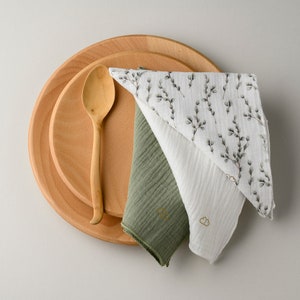 Serviette de table douce en double gaze de coton en lot de 3 serviettes panachées image 6