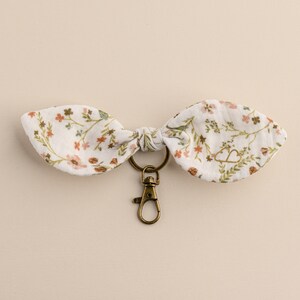 Double cotton gauze bag charm keyring imprimé fleuri