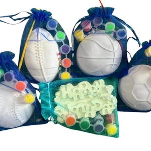 Sports Football, Basketball, Baseball, Soccer Ball Craft Paint Kit-Unique Party Bag Favor/Fillers Arts & Craft Set-Paint Set-Party Idea
