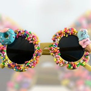Rainbow Sprinkle Sunglasses/Sunnies for kids/toddlers, with donuts and/or ice cream charms.